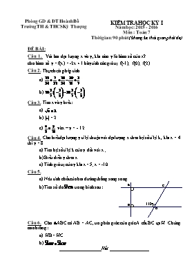 Kiểm tra học kỳ I môn Toán 7 - Trường TH & THCS Kỳ Thượng